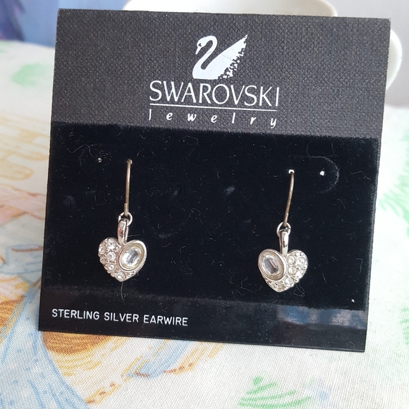Silver Swarovski Heart Earrings - Picture 3 of 4